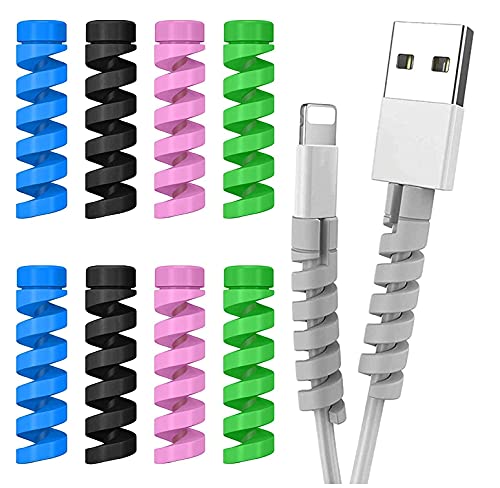 Gizga Essentials Spiral Cable Protector Cord Saver For Mac Charger, Iphone Charger, Wire Protector, Lightweight Durable Flexible Wire Winder For Charging Cables, Data Cables, Earphones, Pack Of 10