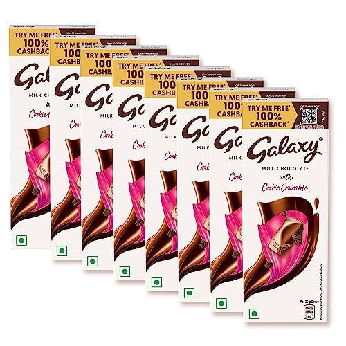 Galaxy Silky Smooth Milk Chocolate With Cookie Crumble | Loaded With The Goodness Of Milk And Delicious & Crumbly Cookie Pieces | Imported Smooth Chocolate | 50 G | Pack Of 8