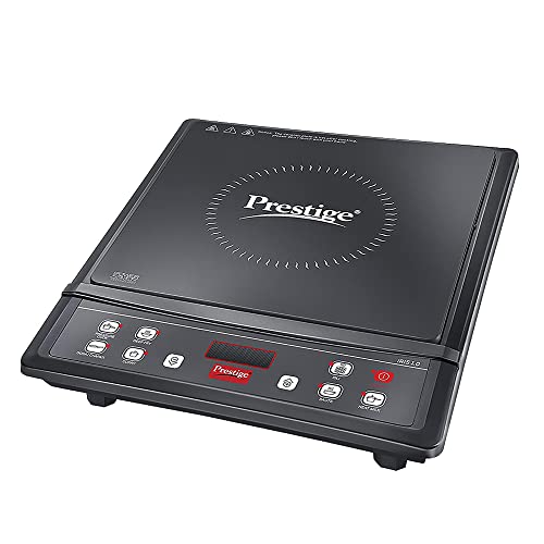 Prestige 1200 W Iris Eco Induction Cooktop With Automatic Voltage Regulator|Indian Menu Option|Anti Magnetic Wall|Timer With User Pre-Set|1 Year Warranty|Black