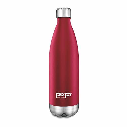 Pexpo Stainless Steel Hot And Cold Vacuum Insulated Isi Certified Flask, 1L, Crimson Red, Electro | Lightweight & Keeps Drinks Hot/Cold For 24+ Hours (1000 Ml)