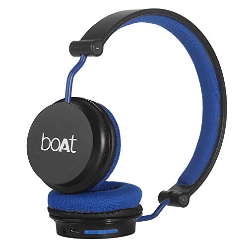 Boat Rockerz 400 Bluetooth On Ear Headphones With Mic With Upto 8 Hours Playback & Soft Padded Ear Cushions(Black/Blue)