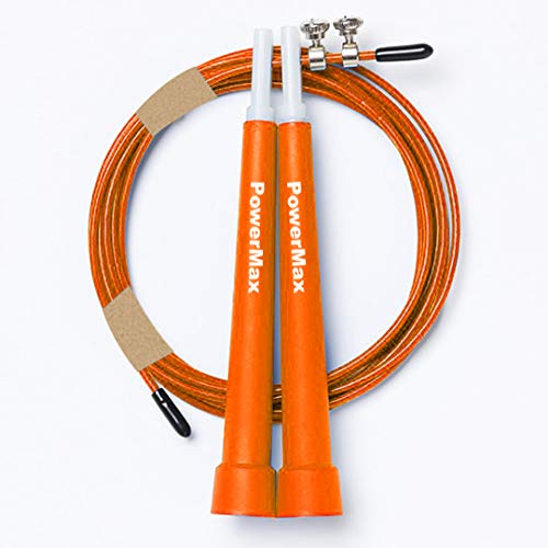 Powermax Fitness Jp-2 Skipping Rope For Unisex Adults, Tangle Free Jumping Rope With Adjustable Rope Length For Training, Exercise, Weight Loss, Crossfit, Boxing And Hiit Workouts (Colour – Orange)