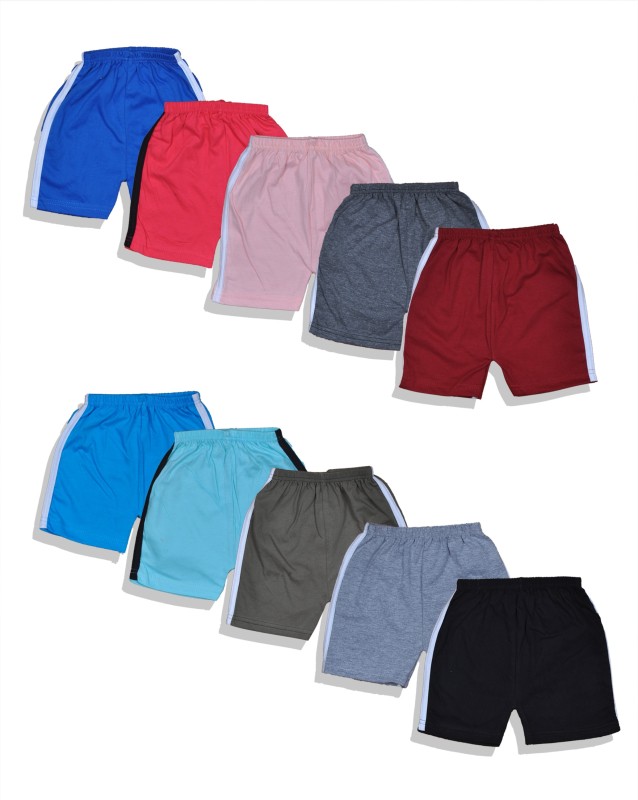 Huxx Short For Boys & Girls Casual Solid Pure Cotton(Multicolor, Pack Of 10)