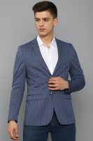 LOUIS PHILIPPE Striped Single Breasted Formal Men Blazer(Dark Blue)