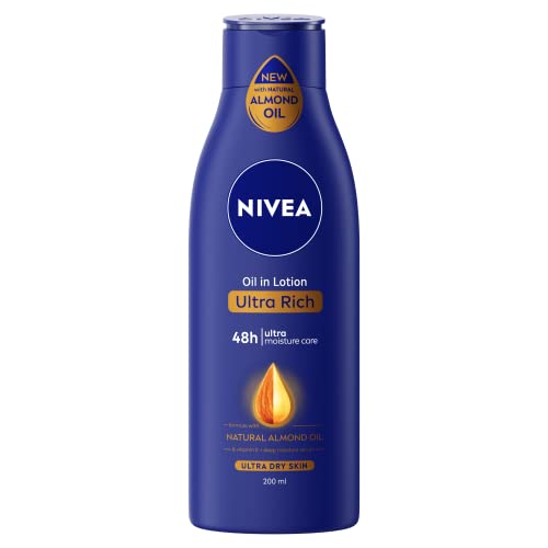 Nivea Ultra Rich Body Milk 200Ml Body Lotion | 48 H Moisturization | With 2X Almond Oil | Smooth And Healthy Looking Skin |For Very Dry Skin