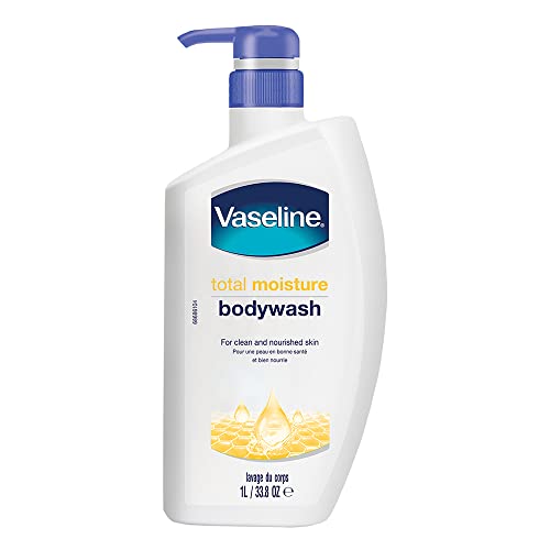 Vaseline Total Moisture Body Wash Pump Bottle For Healthy, Fresh Skin, Washes Away Dirt & Impurities, Fights Skin Dryness, Easy To Rinse, Gentle Body Cleanser For Nourished & Smooth Skin, 1L