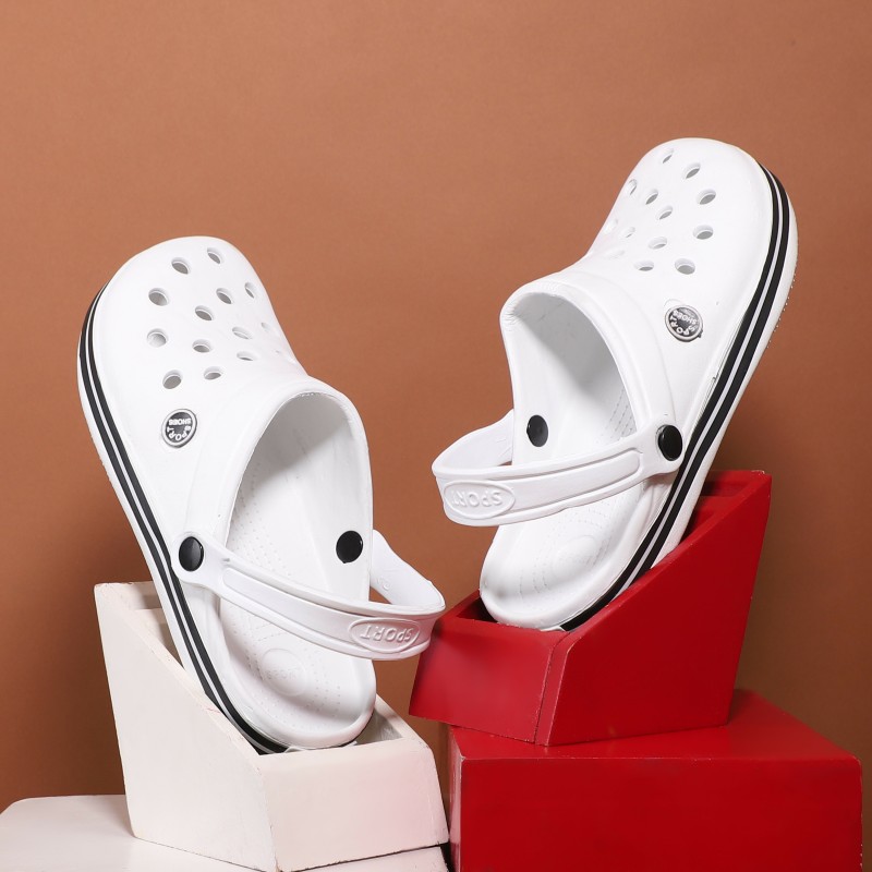 Mediwalk Synthetic|Lightweight|Premium|Comfort|All Season|Trendy|Outdoor|Clogs For Men Flip Flops(White 9)