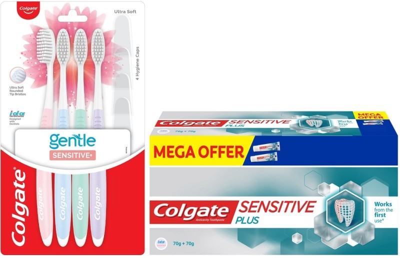 Colgate Sensitive Plus Toothpaste 70Gm (Buy 1 Get 1) & Gentle Sensitive Toothbrush 4Pcs Toothpaste(140 G, Pack Of 2)