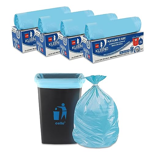 Kleeno By Cello Nature Care Compostable Dry Garbage Bag Roll Large(45L), Set Of 4(10 Bags Each, Blue)