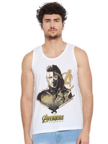 Marvel Avengers By Wear Your Mind Men’S Regular Printed Vest (Mmv0080_L_White_L)