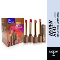 BLUE HEAVEN Hyperstay Supermatte Sensational Glam Lipsticks for women Combo pack of 4(Multicolor, 8.8 g)