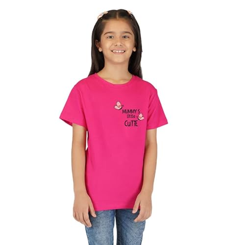 Nusyl Girls Half Sleeves Pink Mummy’S Little Cutie Printed T-Shirt-Nugctsh0059