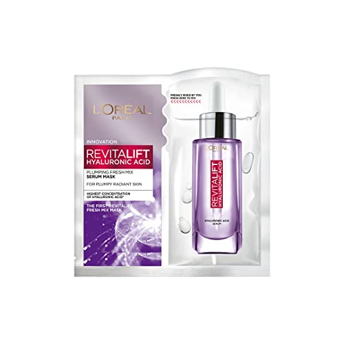 L’Oréal Paris Revitalift Serum Sheet Face Mask, Fresh Mix, With Hyaluronic Acid + Natural Algae, 33G
