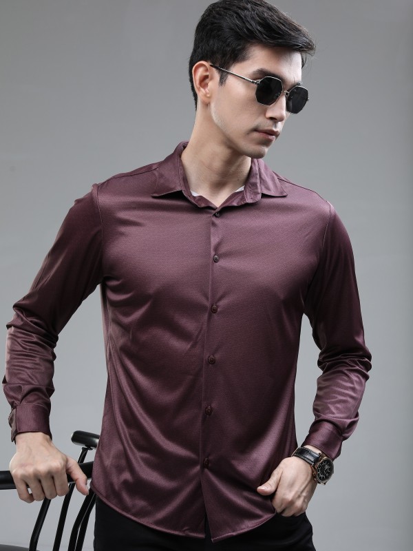 Highlander Men Printed Casual Maroon Shirt