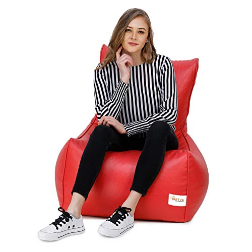 Sattva Faux Leather Chair Style Bean Bag Xxxl Bean Bag Filled (With Beans)_Pink