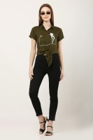 SALONI STYLE Casual Printed Women Dark Green Top