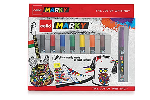 Cello Marky Permanent Marker-Pack Of 8|Permanent Marker Pens|Set Of 8 Ink Colors Marker Pen|Stationery Markers Markers|Multicolor
