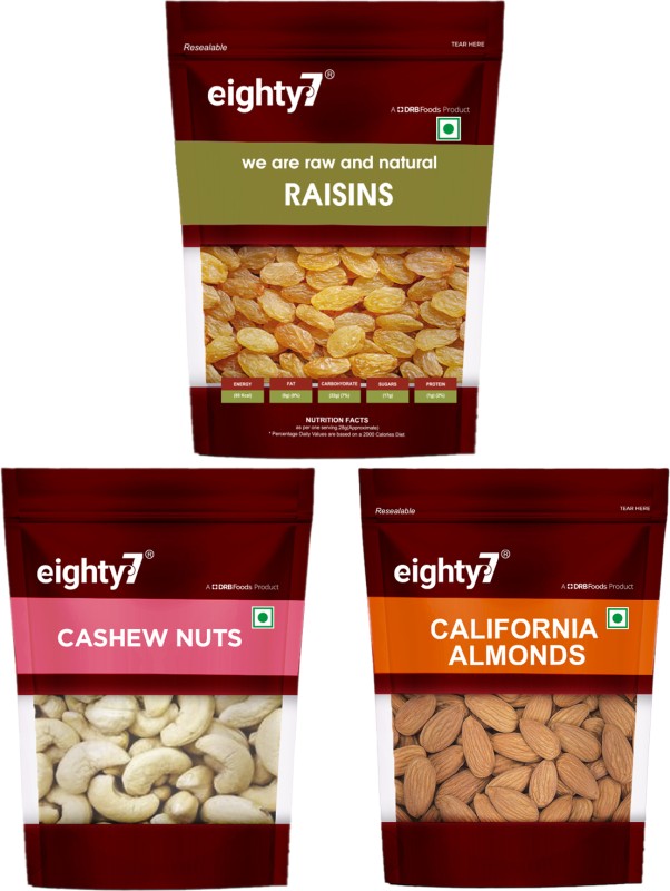 Eighty7 California Almonds Cashews And Raisins Combo(3 X 250 G)