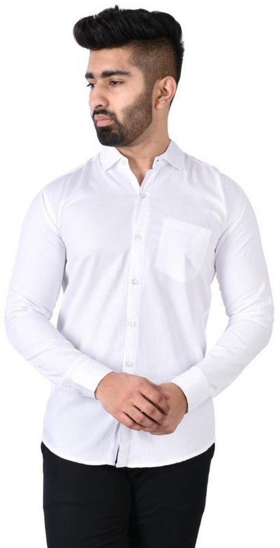 Blue Martin Men Solid Casual White Shirt