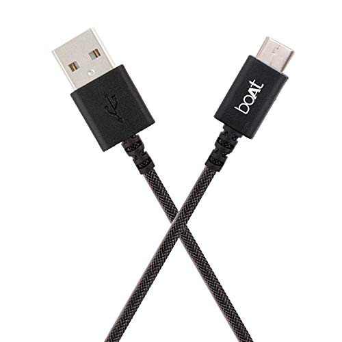 Boat Type-C A400 | Type-C To Usb A| 3A Fast Charging & 480Mbps Data Transmission | Comparible For All Smartphones & Tablets 1Mtr (Grey)