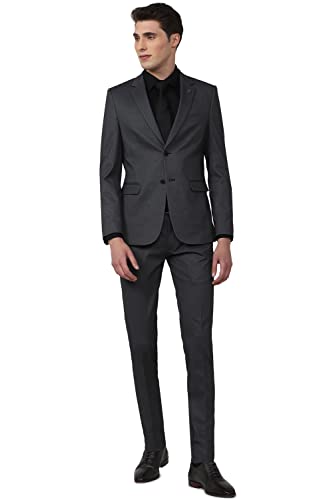 Peter England Men’S Polyester Blend Single Breasted-2 Button Suit Dress Set (Pisusnsfd73104_Grey
