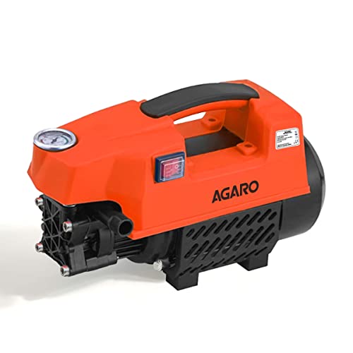 Agaro Supreme High Pressure Washer, 1800 Watts, 120 Bars, 6.5L/Min Flow Rate, 8 Meters Outlet Hose, Portable, For Car,Bike And Home Cleaning Purpose, Black And Orange