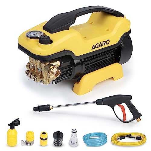 Agaro Supreme Plus High Pressure Washer,2200 Watts, 8L/Min Flow Rate, 140 Bars, 8 Meters Outlet Hose, 4M Power Cord, For Car, Bike And Home Cleaning Purpose, Yellow