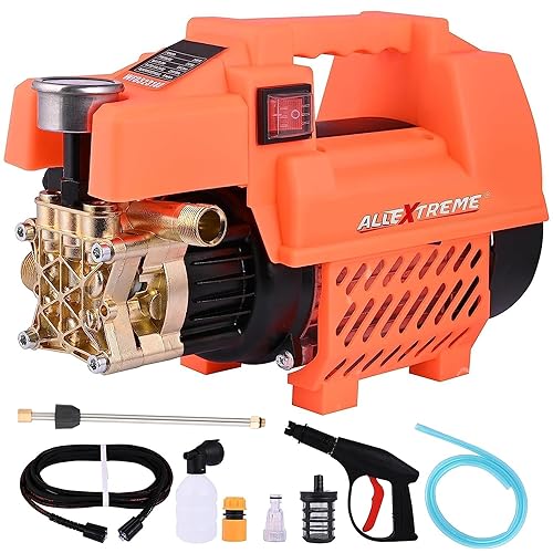 Allextreme 2000W High Power Car Pressure Washer Pump 200 Bar Portable Cleaning Machine With Accessories 9 L/Min Flow Rate For Cars Bikes Indoor & Outdoor Garden