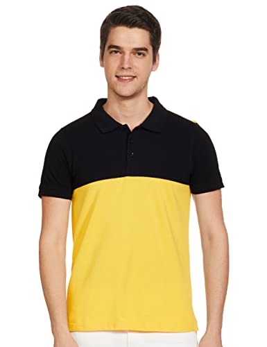 Amazon Brand – Symbol Men’S Color Block Regular Polo Shirt (Sym-P-Pe-D8_Aspen Gold M)