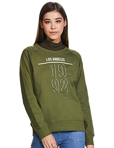 Amazon Brand – Symbol Women’S Cotton Crew Neck Sweatshirt (Sym Aw20Sw-Vr08_Olive_X-Small_Olive1_Xs)