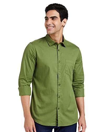 Amazon Brand – Symbol Men’S Solid Regular Casual Shirt (Az-Sy-Rr-14A_Olive Small)