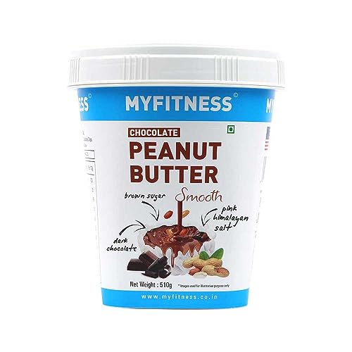 Myfitness Chocolate Peanut Butter Smooth 510G | 22G Protein | Tasty & Healthy Nut Butter Spread | Vegan | Dark Chocolate | Cholesterol Free & Gluten Free | Smooth Peanut Butter | Zero Trans Fat