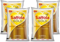 Saffola Gold Refined Cooking oil, Blended Rice Bran & Corn oil, Helps Keep Heart Healthy Blended Oil Pouch(4 x 1 L)