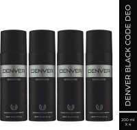 DENVER Black code Deodorant Body Spray Deodorant Spray – For Men(800 ml, Pack of 4)