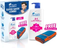 HEAD & SHOULDERS 2in1 Shampoo&Conditioner+COMPLIMENTARY Decathlon Towel,Silky& Dandruff Free Hair(1 L)