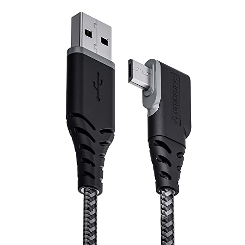 Ambrane Micro Usb Cable, 3A Fast Charging, L Shape For Easy Holding, 480Mbps Data Transmission, Tangle-Free, Unbreakable Braided For Smartphones & Other Devices 1.25M(Ablm-125 Black)