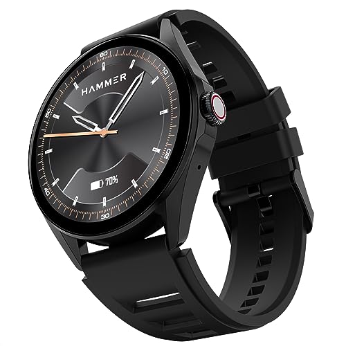 Hammer Cyclone 1.39″ Round Dial Rotating Crown Smart Watch With Calling Function, High Refresh Rate, Multi Sports Modes, Spo2, Hr, Voice Assistant (Midnight Black)