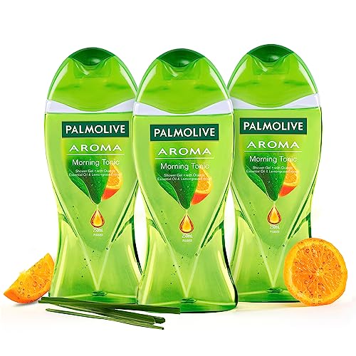 Palmolive Orange Essential Oil & Lemongrass Aroma Morning Tonic Body Wash I Brightening | Soft & Glowing Skin I No Paraben & Silicones, Ph Balanced, Body Wash Combo (Pack Of 3 X 250Ml)