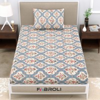Fabroli 300 TC Microfiber Single Printed Flat Bedsheet(Pack of 1, MESB 41 BLUE)