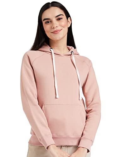 Amazon Brand – Symbol Women’S Cotton Blend Hooded Neck Sweatshirt (Aw18Wnssw02_Murky Pink_Medium_Dusky Pink_M)