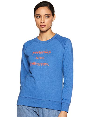 Amazon Brand – Symbol Women’S Cottonblend Crew Neck Sweatshirts (Aw18Wnssw43_Cobalt Blue Melange_Large_Cobalt Blue_L)