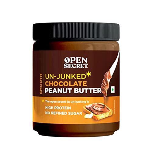 Open Secret Chocolate Peanut Butter | Zero Cholesterol, No Refined Sugar, No Preservatives Added, No Palm Oil, Zero Trans Fat | Made With Jaggery, High Protein | 950G Pack