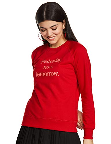 Amazon Brand – Symbol Women’S Cotton Blend Crew Neck Sweat Shirt (Aw18Wnssw43_Bright Pink_Small_Bright Pink_S)
