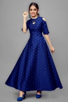Fashion Dream Indi Girls Maxi/Full Length Party Dress(Blue, 3/4 Sleeve)