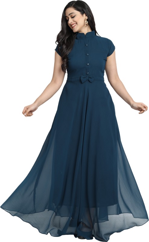 Femvy Flared/A-Line Gown(Blue)