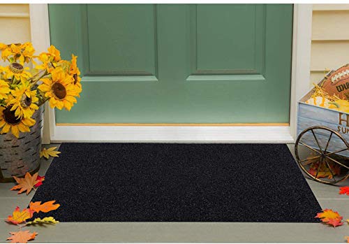 Amazon Brand – Solimo Rubber Anti Slip 1 Piece Medium Size Door Mat 24’X36” (Black), Large Rectangle