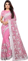 YARA CREATION Embroidered Bollywood Net Saree(Pink)
