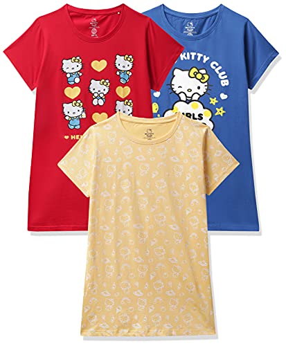 Joshua Tree Girl’S Cotton Knee-Long Dress (Hk007-14_Red Cream Aop Royal Blue_12-13 Yrs)