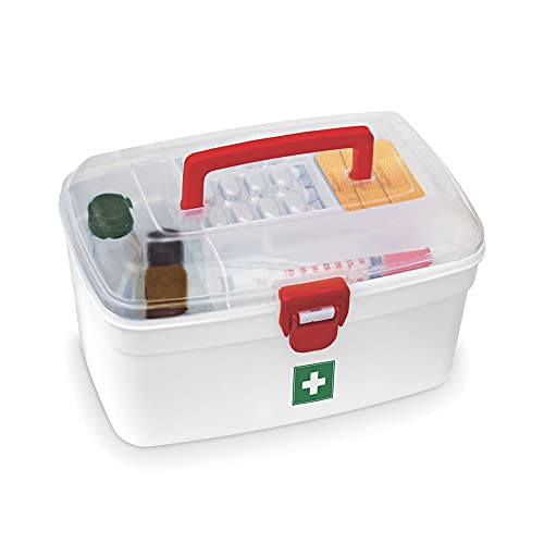 Milton Medical Box, 1 Piece, White | Emergency Medical Box | Medicine Storage Box | Emergency Cabinet Organizer | Detachable Tray Medical Box | Medicine Organizer | Indoor Outdoor Medical Utility