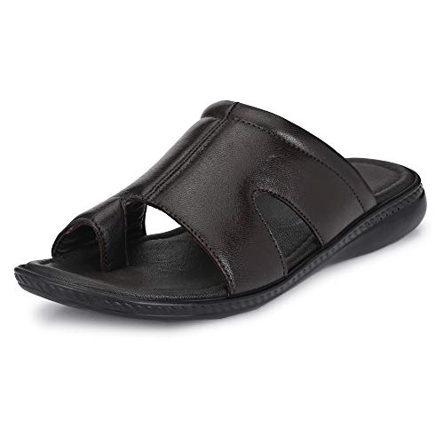Burwood Men Bwd 130 Brown Leather Flip Flops Thong Sandals-8 Uk/India (42 Eu) (Bw 131)